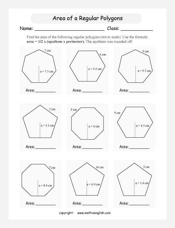 Area Of Regular Polygons Worksheet The Best Worksheets Image