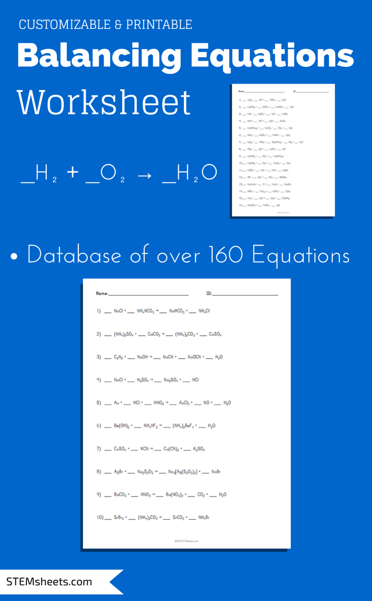 Balancing Chemical Equations Worksheet That You Can Customize And
