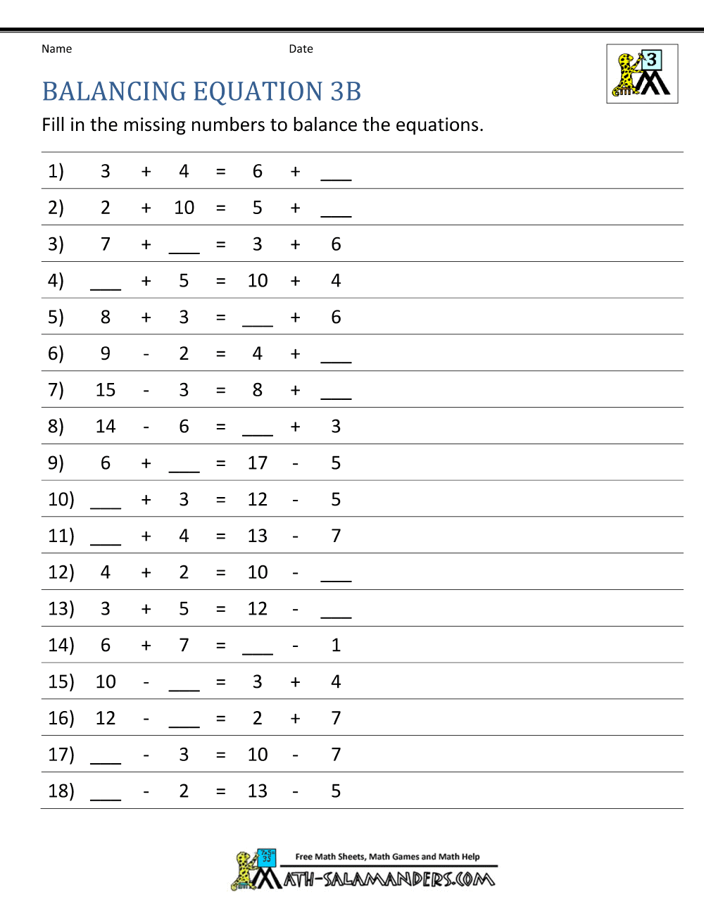 Balancing Math Equations