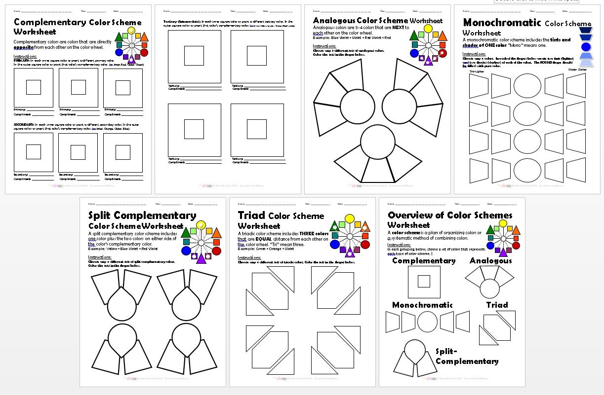 Bundled Color Schemes Worksheets Packet