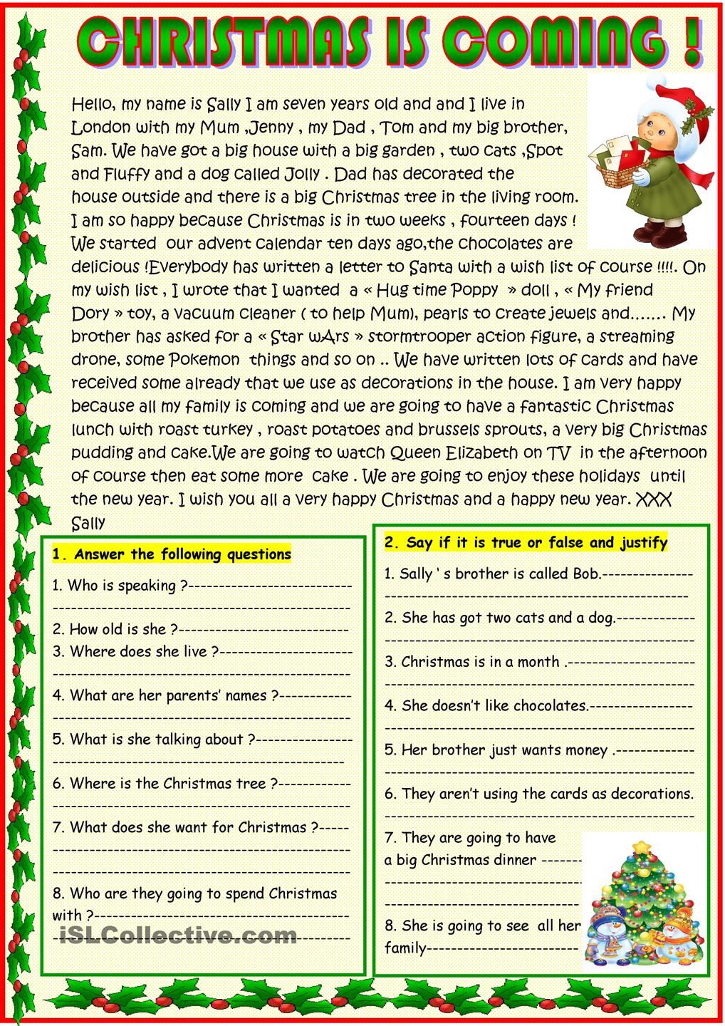 Christmas Is Coming ; Basic Reading With A Poem On The 2nd Page