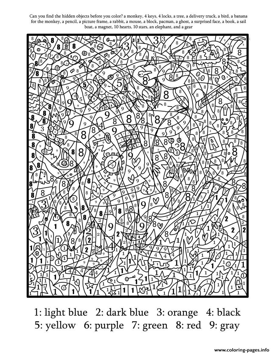 Color By Number For Adults Hard Difficult Coloring Pages Printable