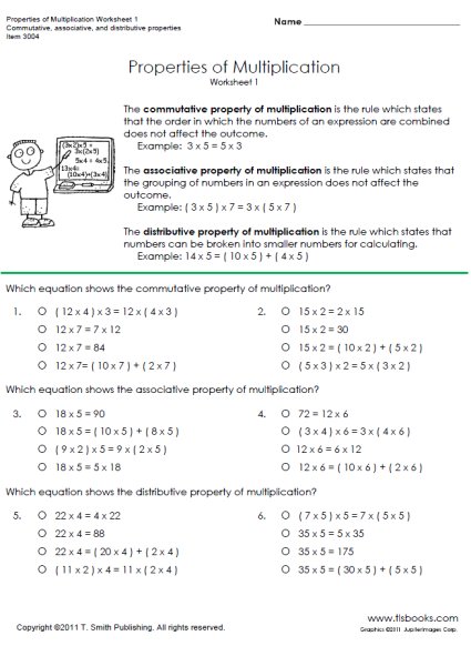 Commutative Property Multiplication Worksheets 3rd Grade The Best