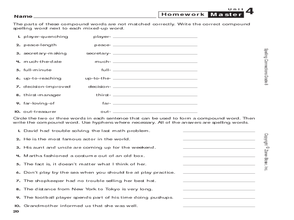 Compound Word Worksheets 5th Grade Worksheets For All