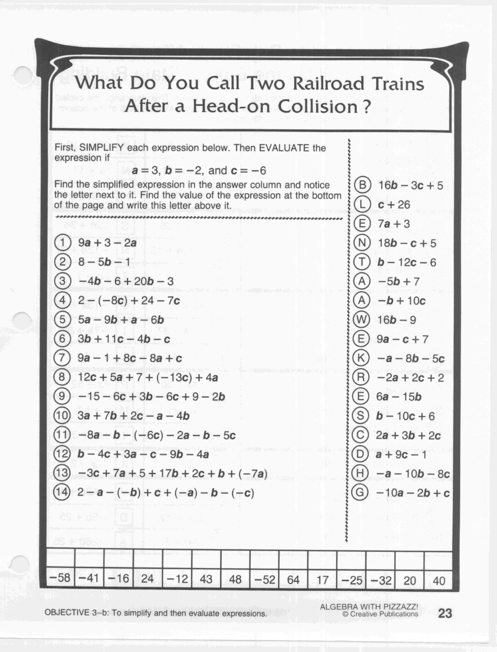 Cryptic Quiz Math Worksheets Answers Page 41