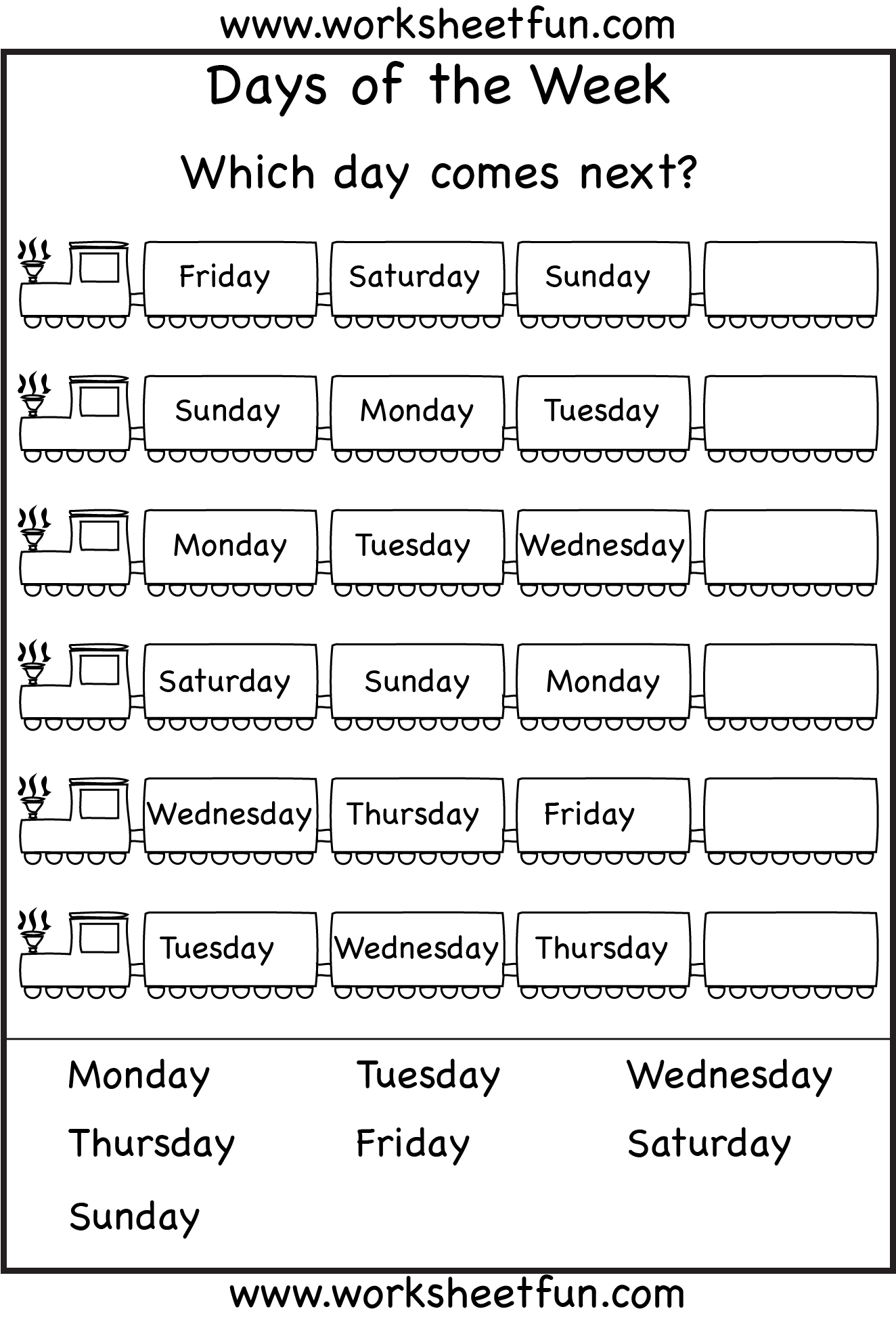 Days Of The Week And Months Of The Year Worksheets