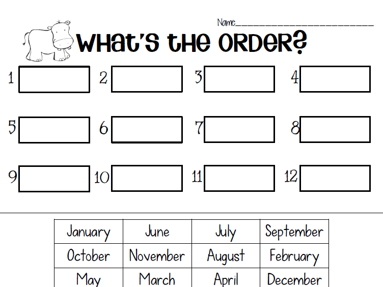 Days Of The Week And Months Of The Year Worksheets
