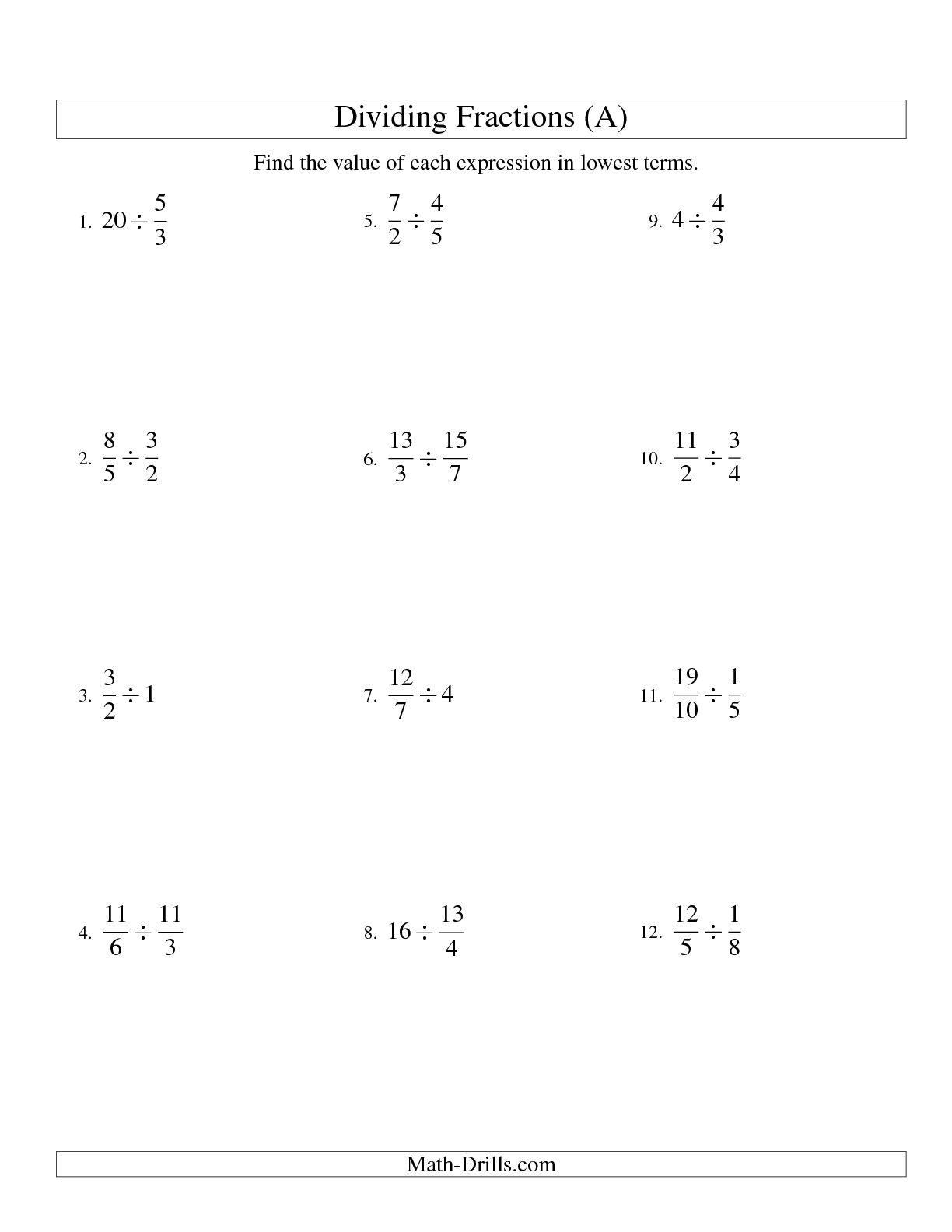 Dividing And Simplifying Fractions With Some Whole Numbers A