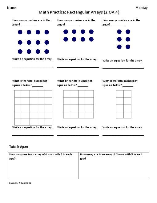 Division Array Worksheets