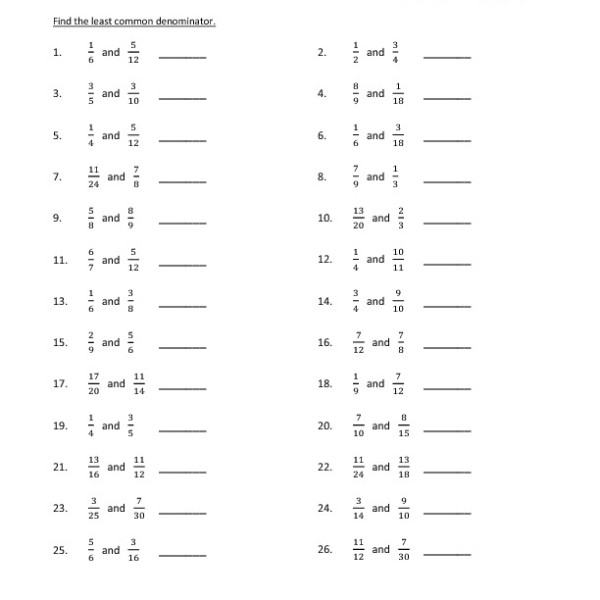 Finding Common Denominator Worksheet The Best Worksheets Image