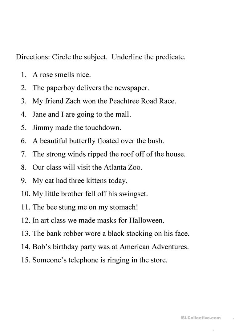 Finding Subjects And Verbs Worksheets  25 Worksheet