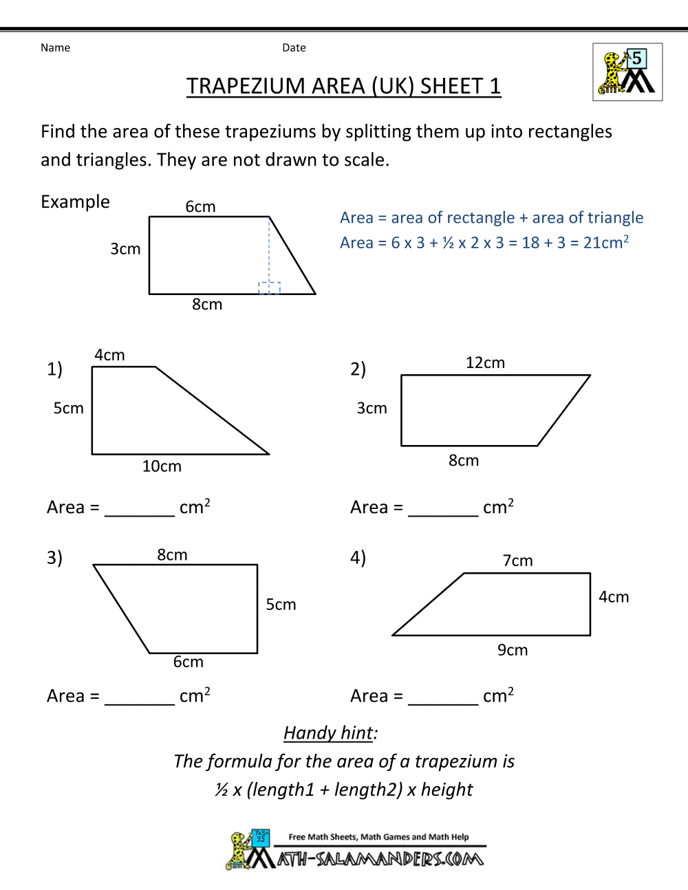 Free 6th Grade Math Worksheets Geometry