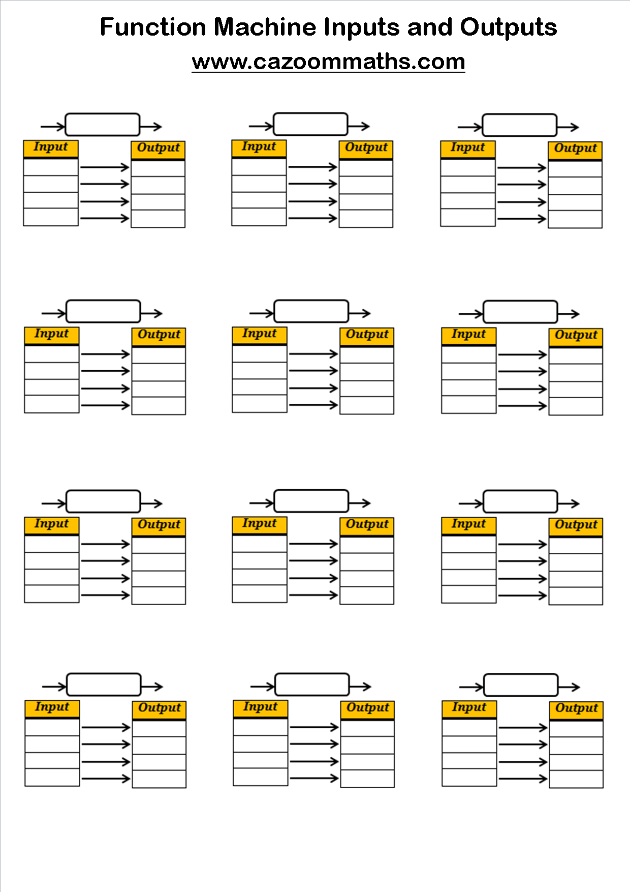Function Machines Cazoom Maths Worksheets Teaching Math Teacher