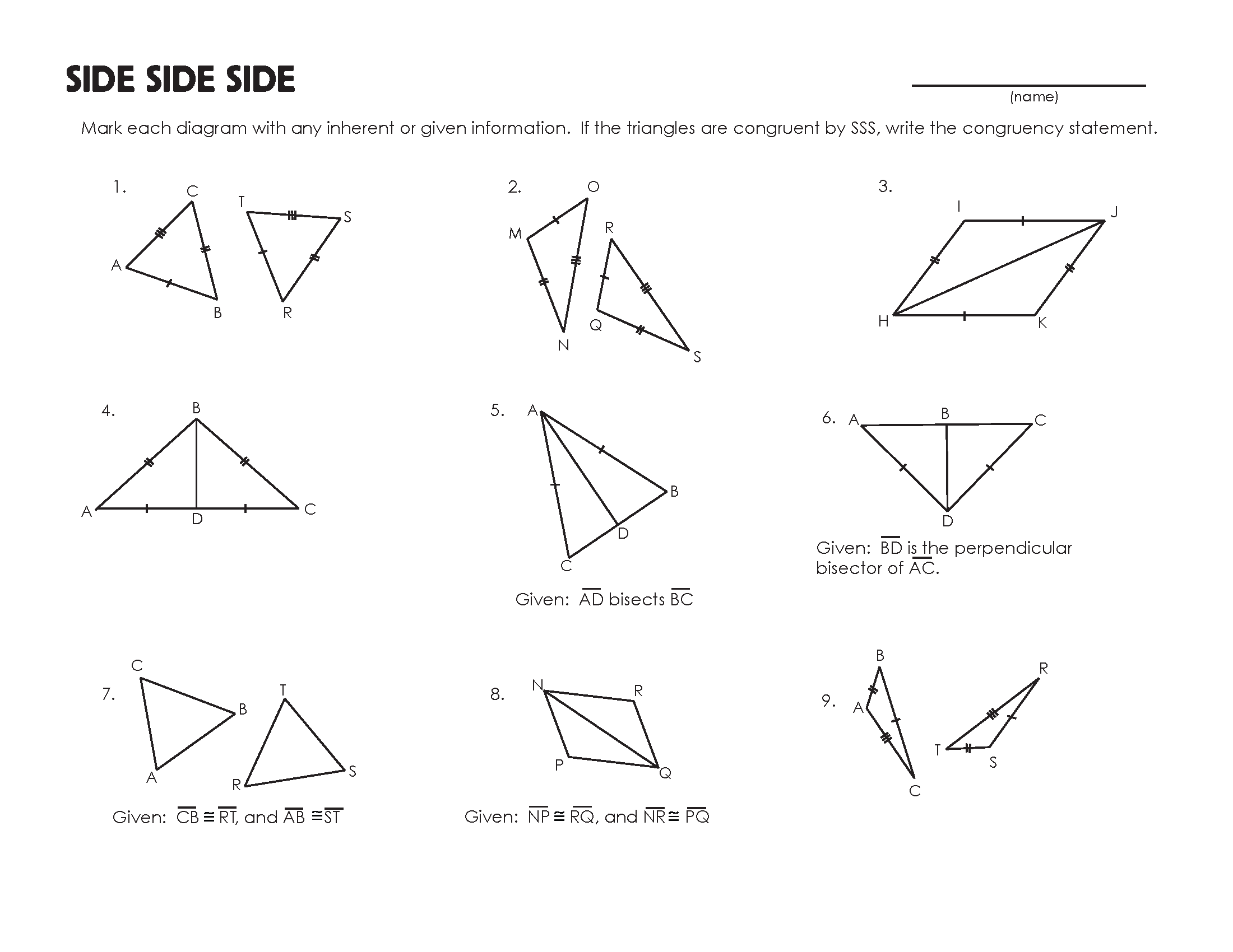 Geometry Worksheet Congruent Triangles Answer Key The Best