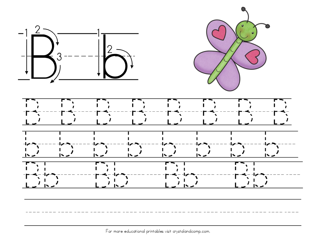 Handwriting Practice For Kids  B Is For Butterfly