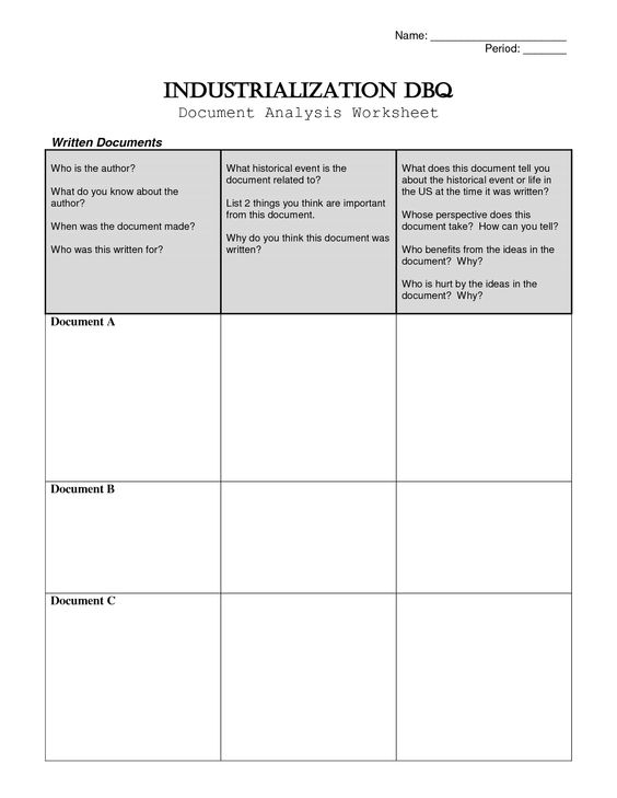 Historical Document Analysis Worksheet To Use With Primary Sources