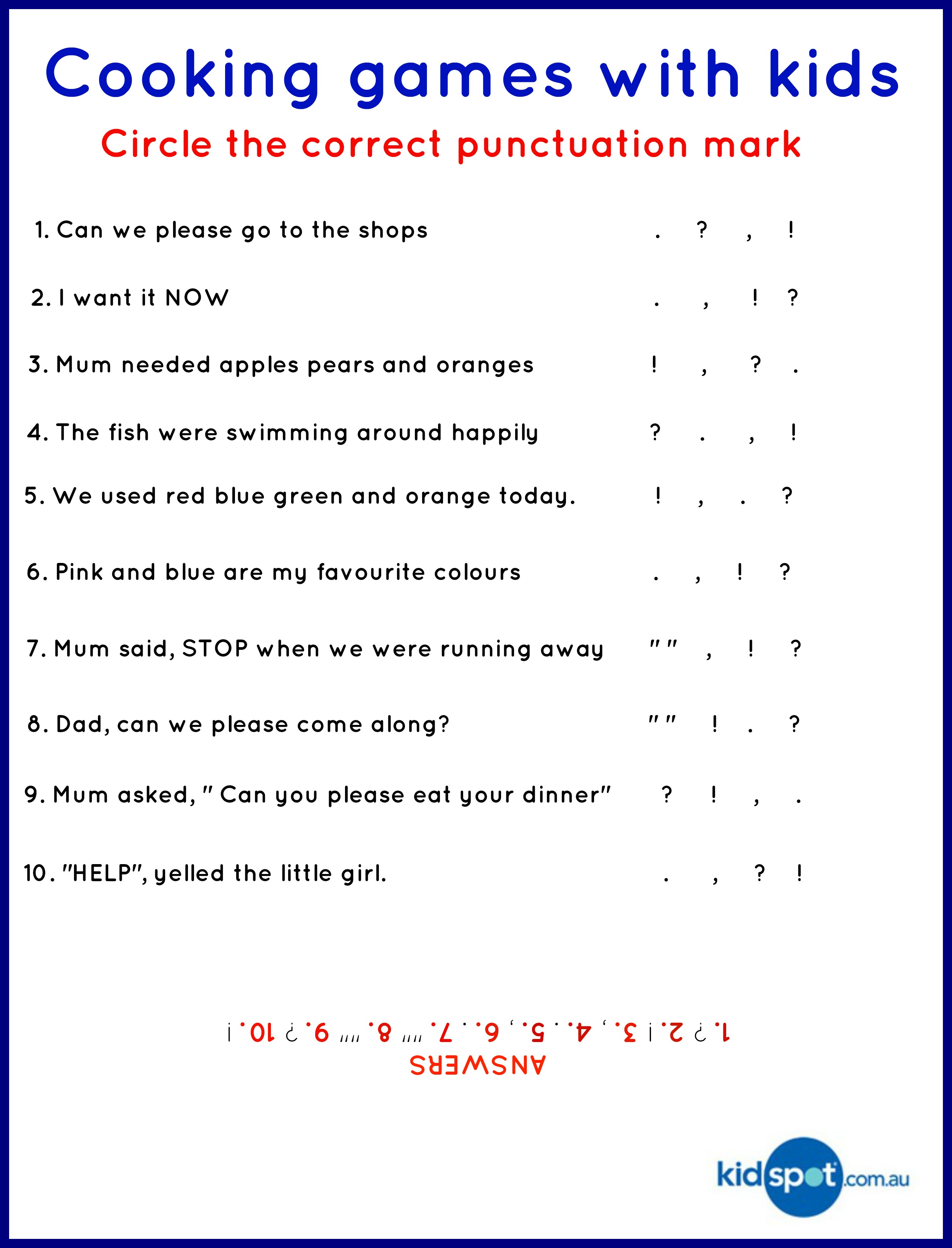 Kids  Punctuation Worksheets For Kindergarten  Punctuation