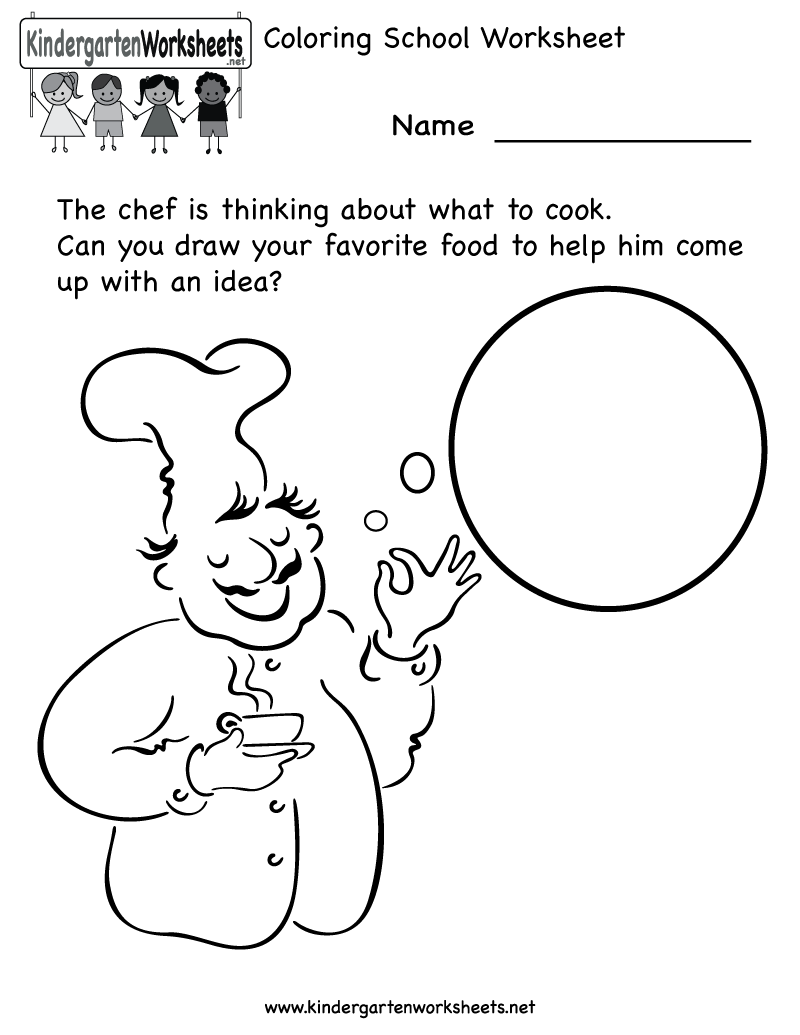 Kindergarten Cooking School Worksheet Printable