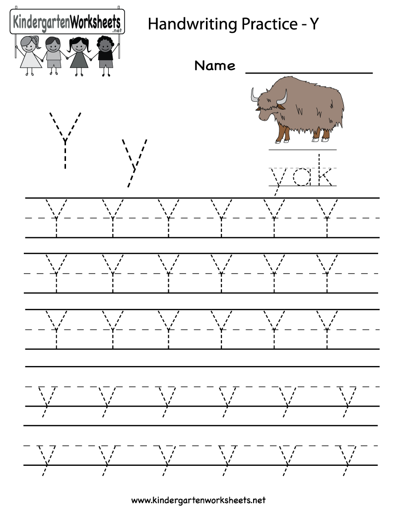 Kindergarten Letter Y Writing Practice Worksheet Printable