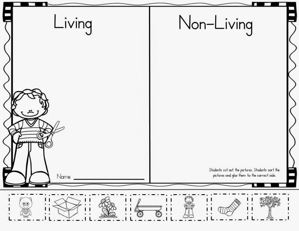 Kindergarten Living And Nonliving Things Worksheet For