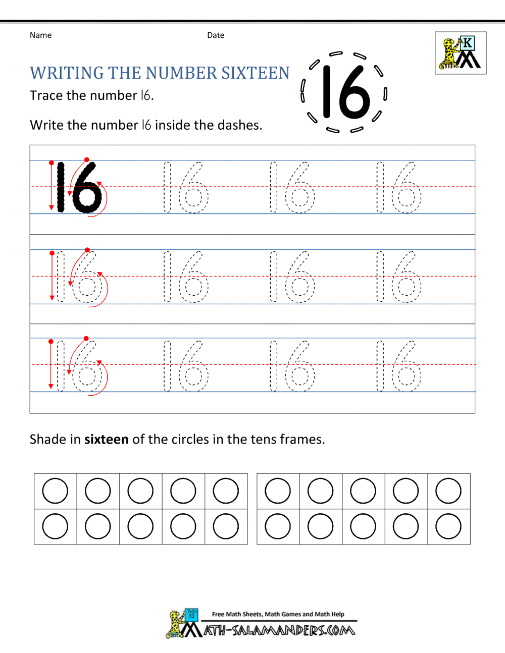 number-16-worksheets