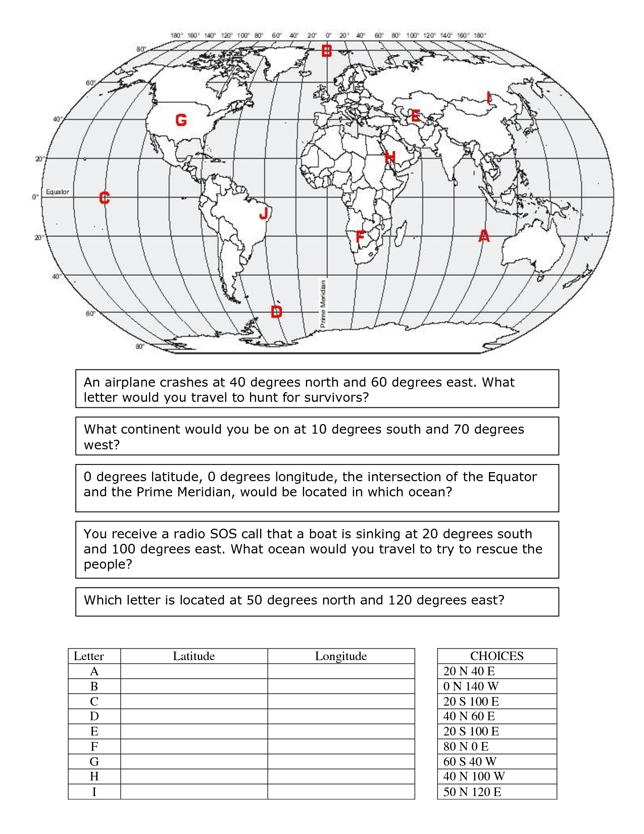 Latitude Longitude Printable Worksheets The Best Worksheets Image