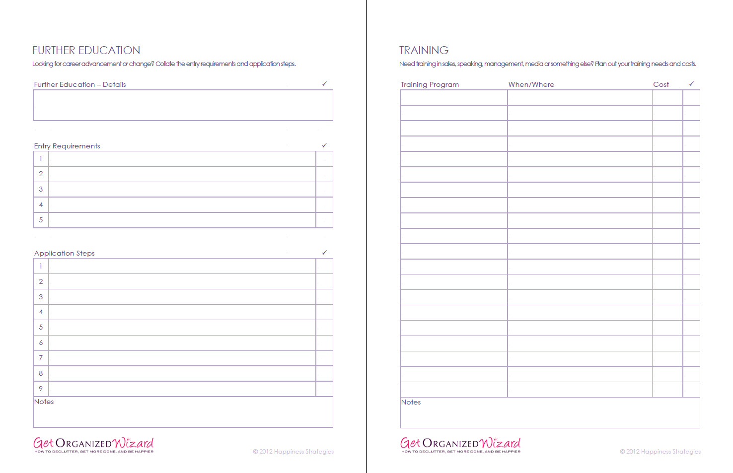 Life Management Worksheets