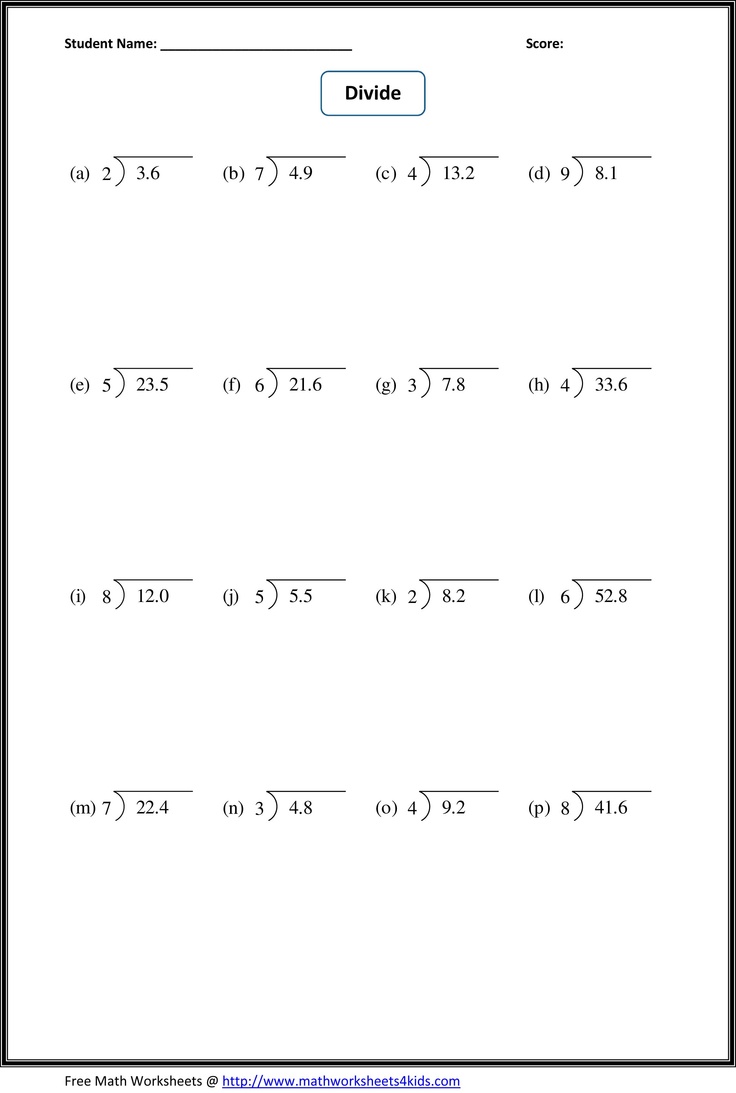 Long Division Worksheets With Decimals Worksheets For All