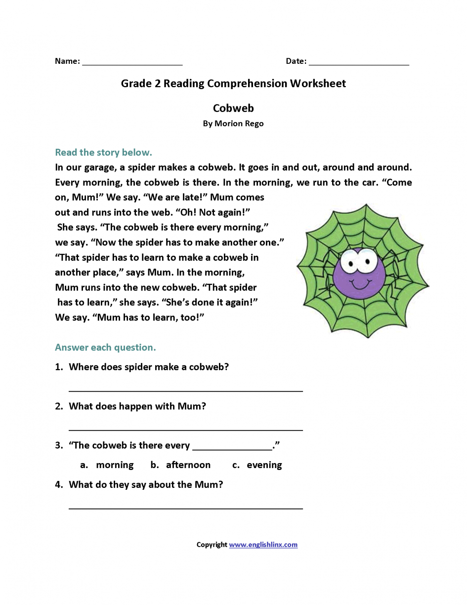 Math  2nd Grade Reading Printable Worksheets  Reading Worksheets