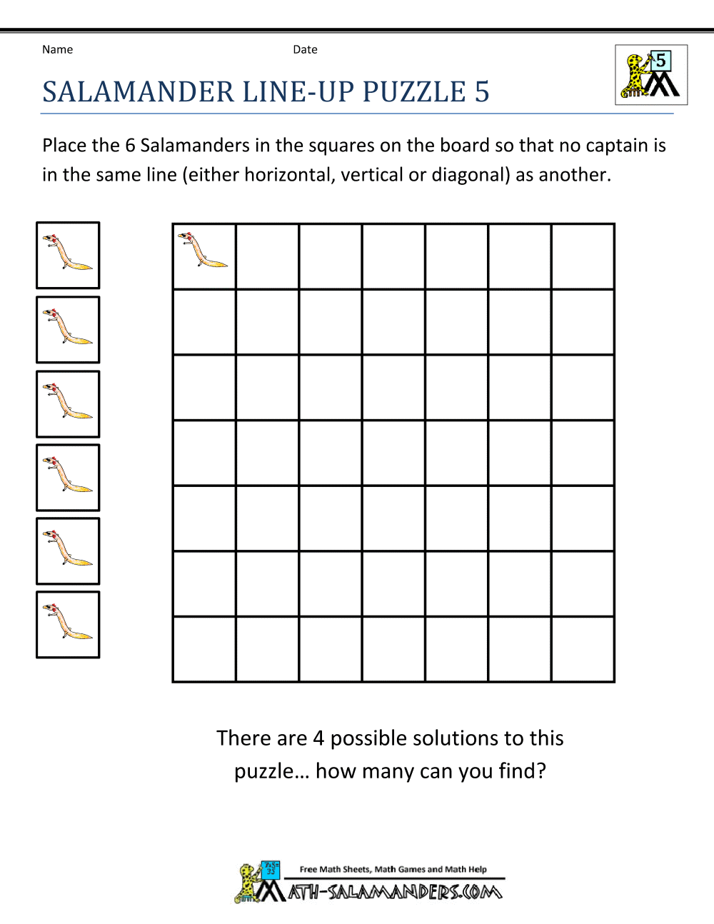 Math Puzzle 5the Worksheets Salamander Line Up Puzzles Vocabulary Math Puzzle 5the Worksheets Salamander Line Up Puzzles Vocabulary