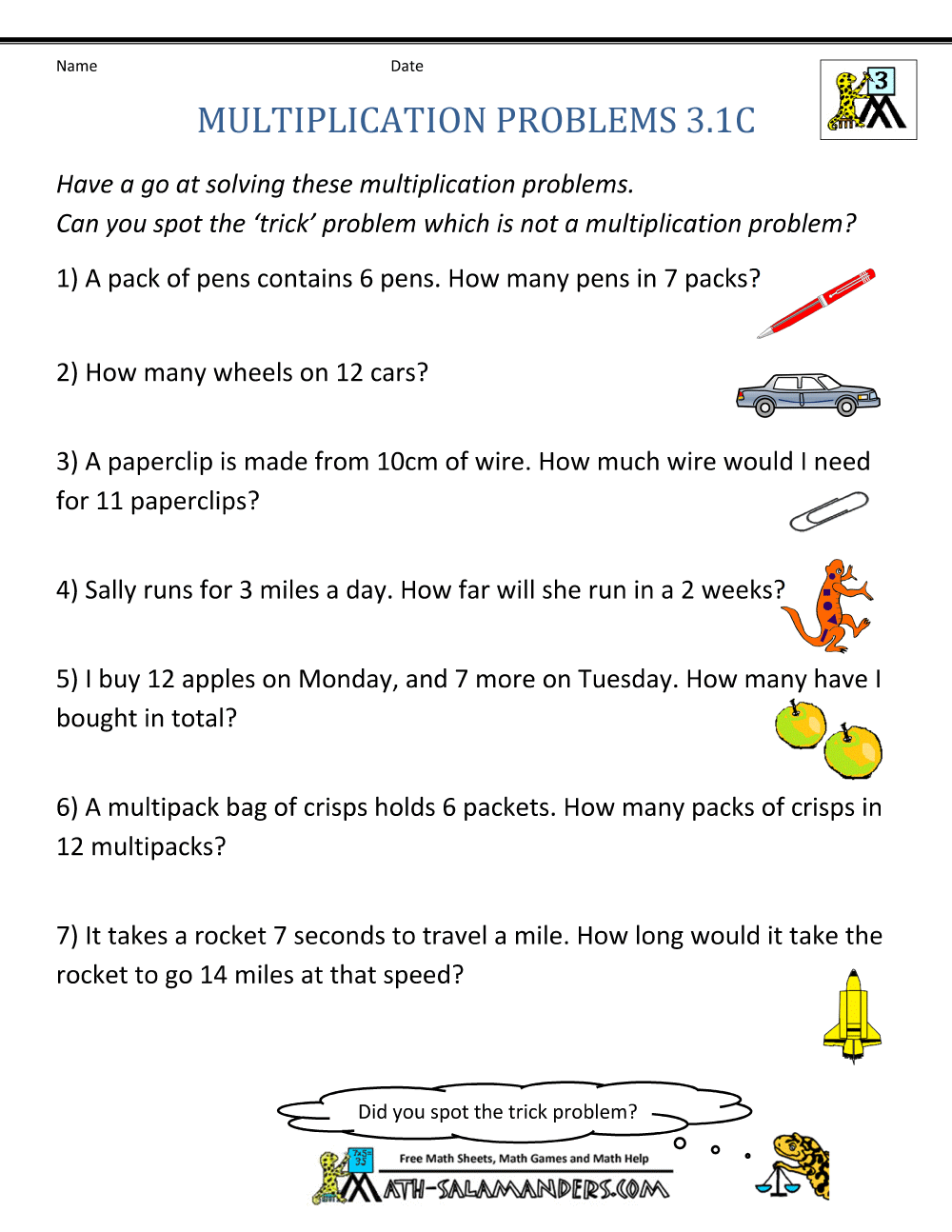 Maths Worksheet Grade 3 Word Problem