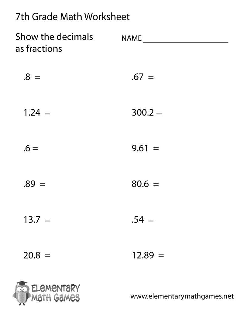 Mesmerizing Maths Worksheets For 7th Graders With Additional Math
