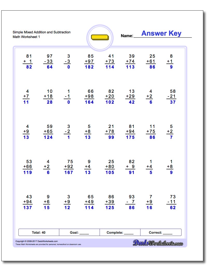 Mixed Addition And Subtraction