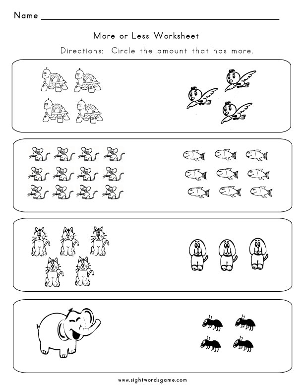 More Less Equal Worksheets The Best Worksheets Image Collection
