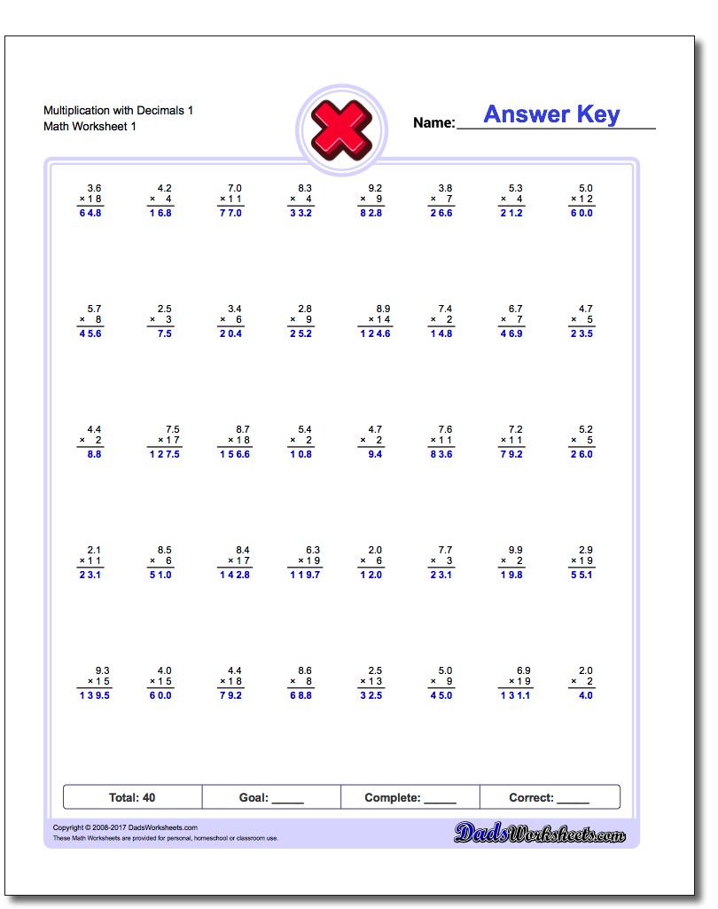 Multiplication With Decimals