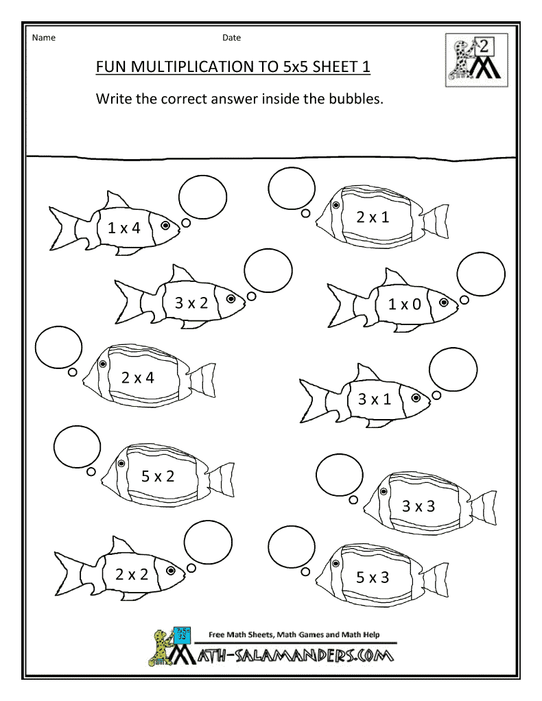 Multiplications  Free Multiplication Sheets Fun To 5x5 We R