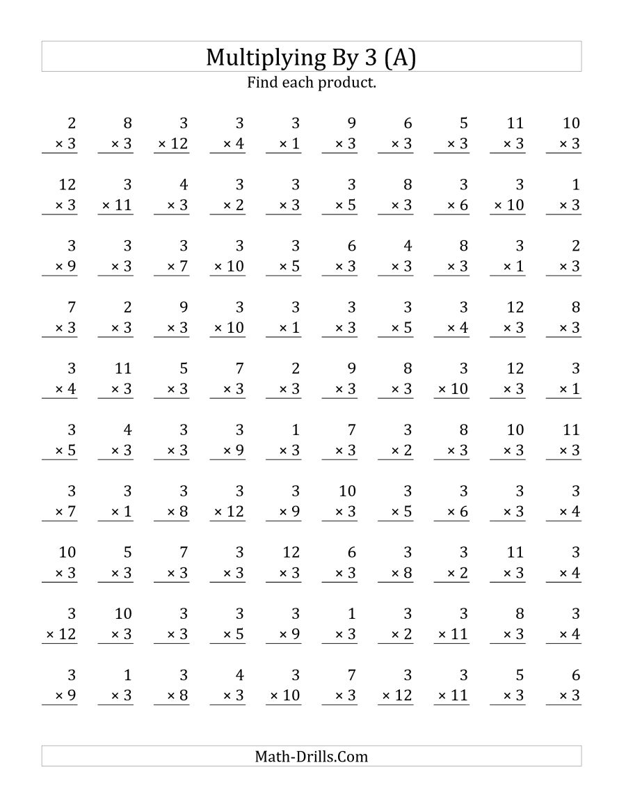 Multiplying 1 To 12 By 3 (a)