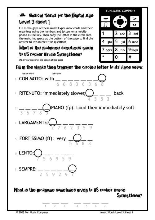 Music Terms Worksheets The Best Worksheets Image Collection