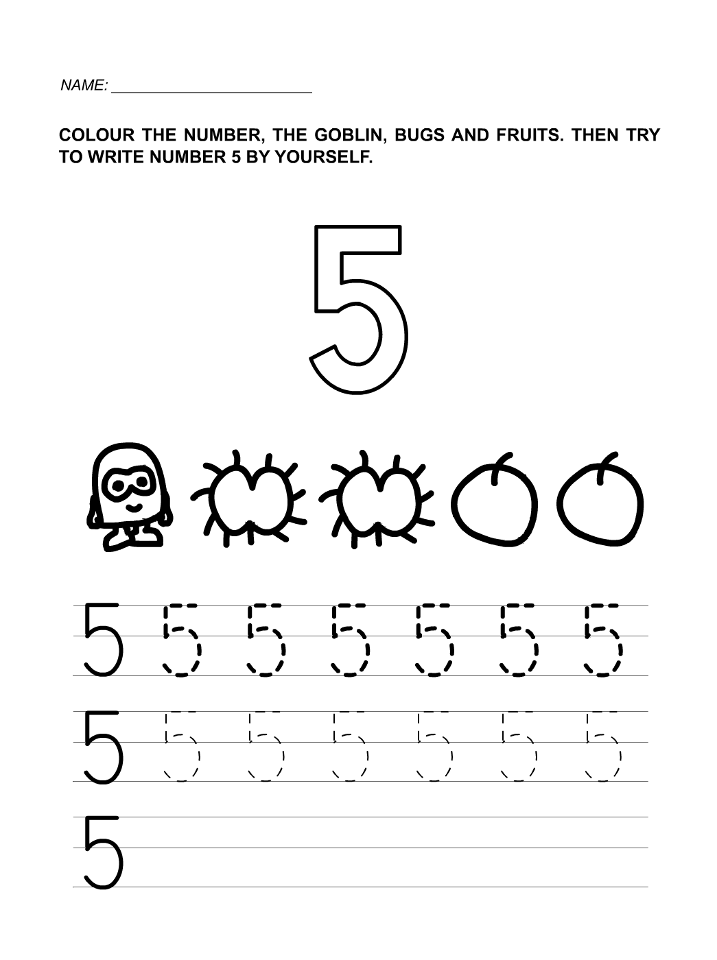 Number 5 Worksheets For Children Activity Shelter Kids Identifying