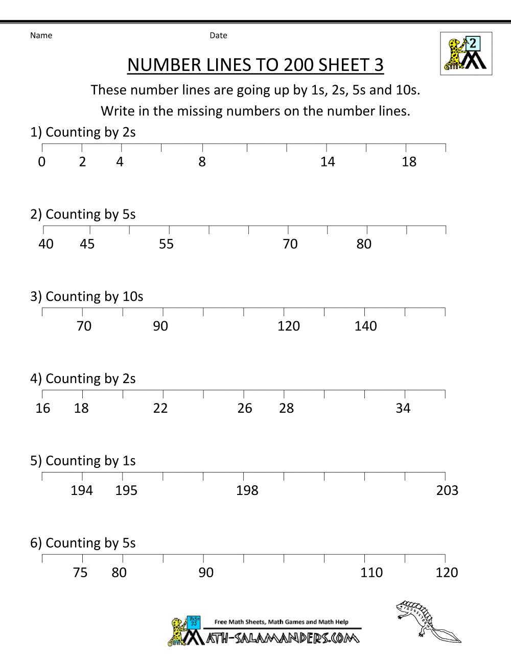 Number Line Worksheets Up To 1000