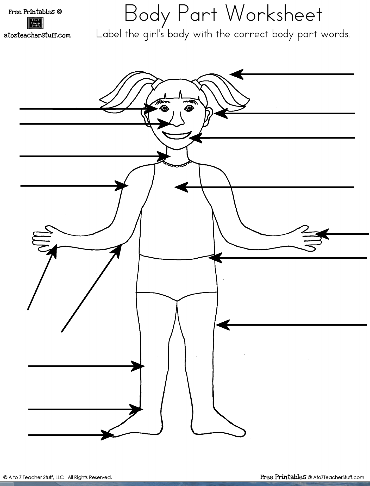 Parts Of Body Free Worksheet