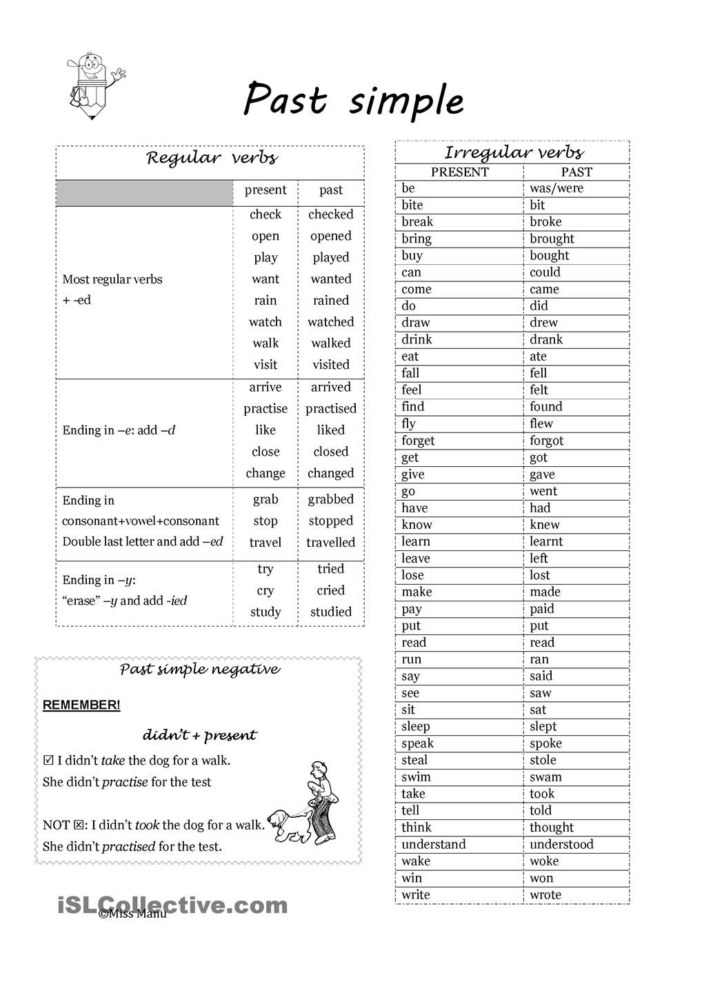 Past Simple  Regular And Irregular Verbs