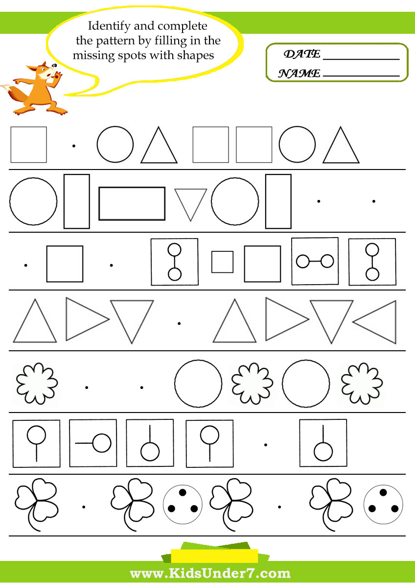 Pattern Worksheets With Shapes Worksheets For All