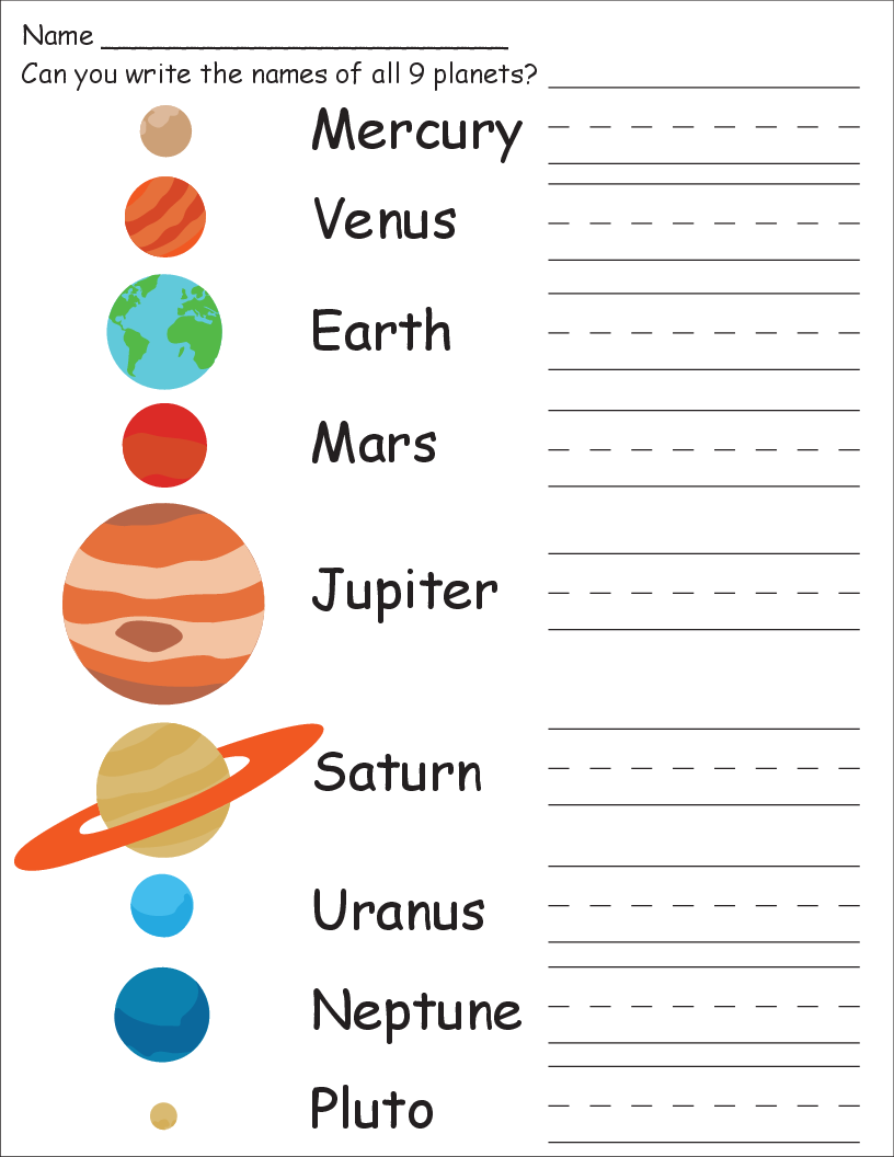 Planets Worksheets For Kindergarten
