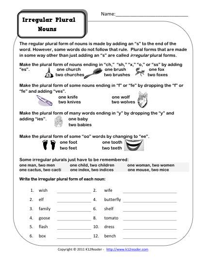 Plural Nouns Worksheets 2nd Grade The Best Worksheets Image