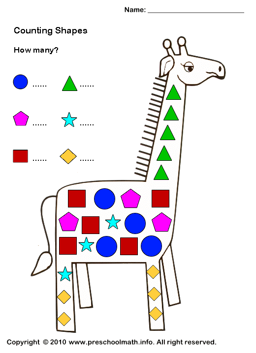 Preschool Counting Worksheets Free Printable Counting Shape 4