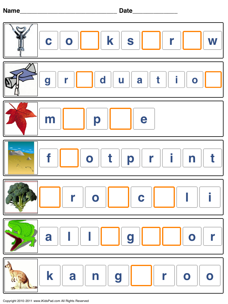 Printable Spelling Worksheets For Kids