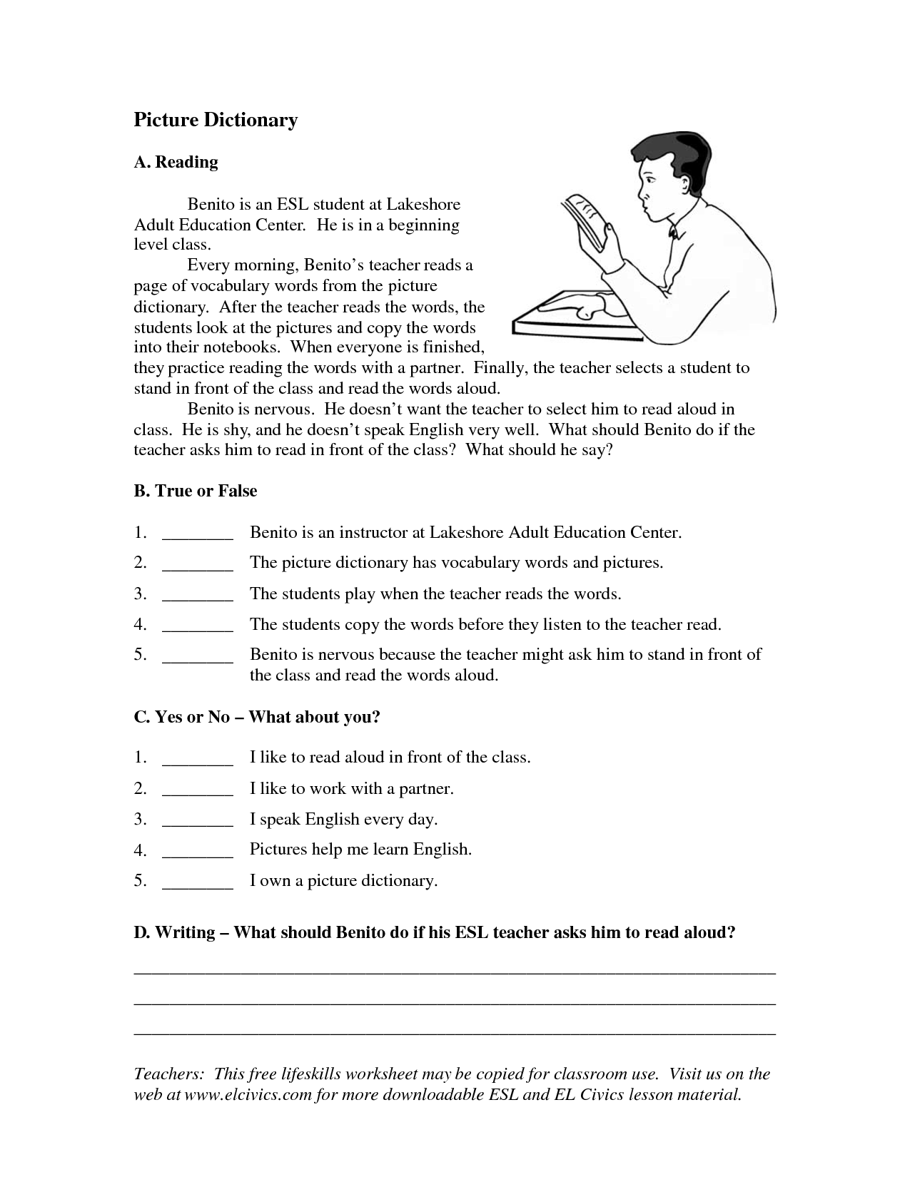 Printable Worksheets For Adults Learning English