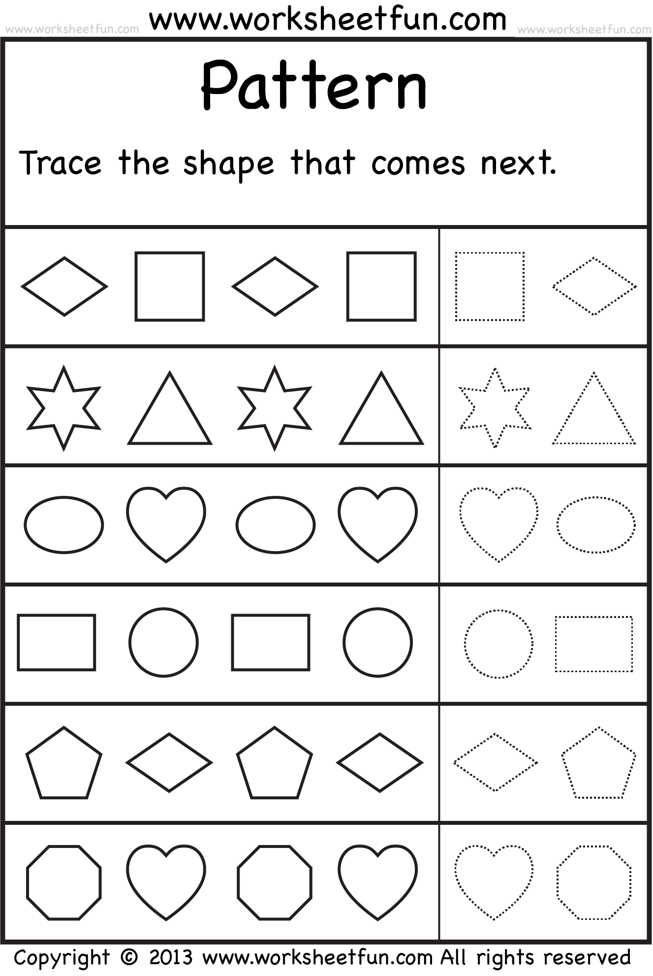 Printable Worksheets For Kindergarten Patterns