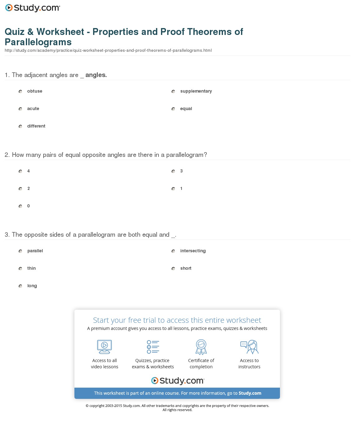 Quiz & Worksheet
